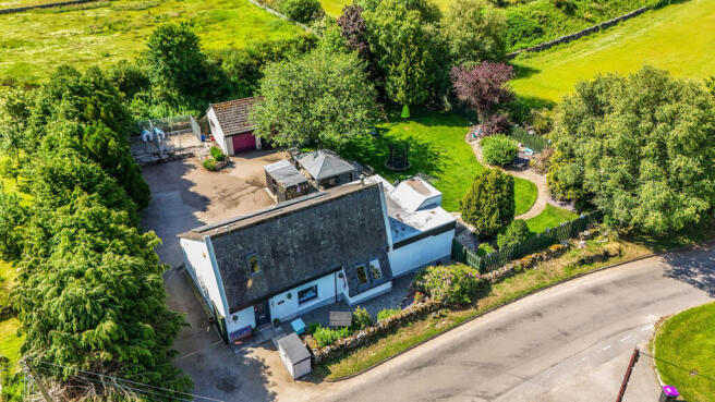 aerial view of house and garden