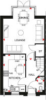 Floorplan of the Woodcote. 4 bed home. Ground floor.