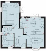Ground floor plan showing kitchen-diner, lounge, utility room and WC