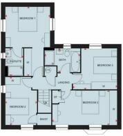 First floor plan showing 4 double bedrooms, 1 en suite and 1 bathroom