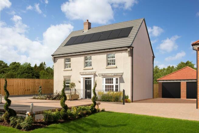 WHITE RENDERED AVONDALE WITH SOLAR PANELS AT CLOCKMAKERS