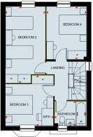First floor plan of the Bayswater 4 bedroom home at Treledan