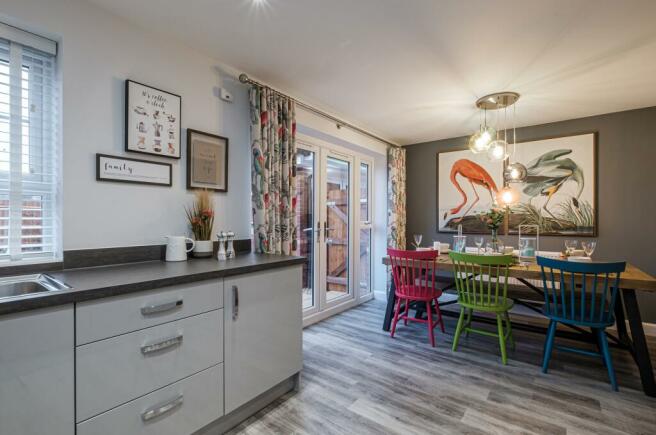 Interior view of the kitchen & dining space in our 4 bed Kingsley home