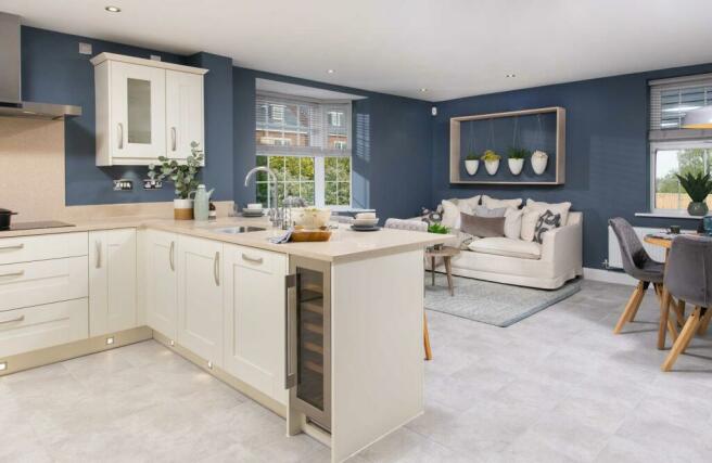 Large open plan kitchen with family area