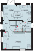 Ground floor plan of the Hadley 3 bedroom home at Hampton Mill