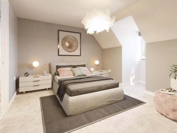 Find bedroom one on the top floor with large storage cupboard