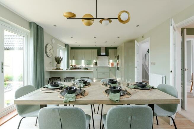 A large open plan kitchen/dining area is the hub of this family home