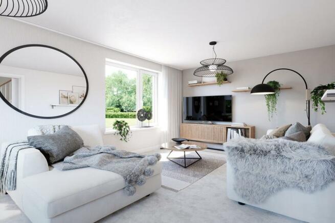 Sociable living room, with floods of natural light