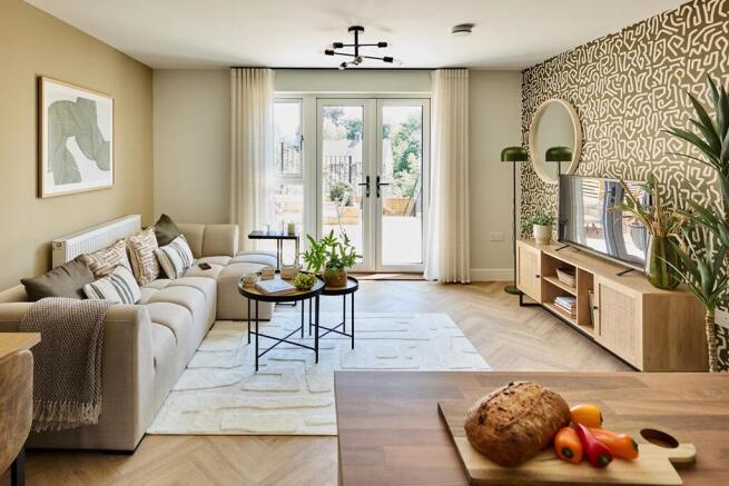 Open aspect living room/kitchen