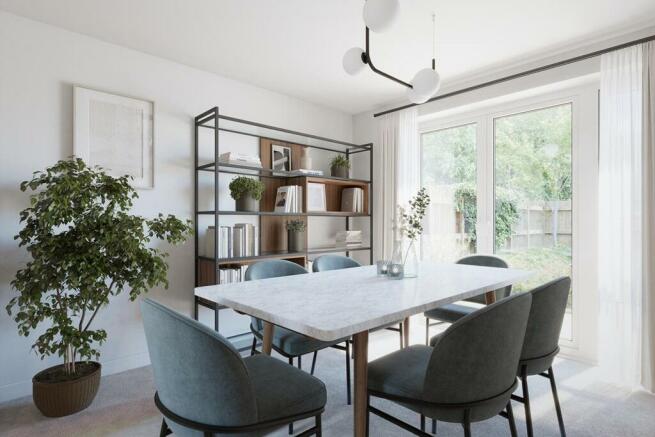 Double doors to the garden floods the dining area with plenty of natural light