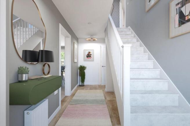 A central hallway offering space for storage