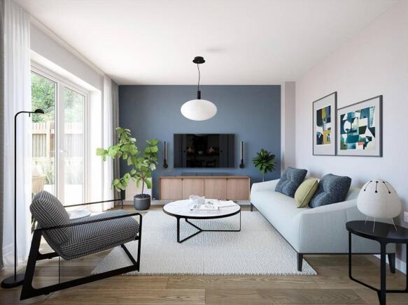 Our homes are designed with families in mind, this seating area features double doors to the garden