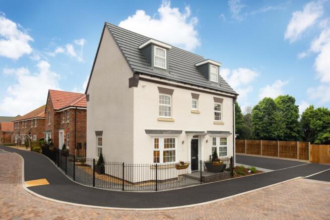 White rendered three storey Hertford home at The Damsons