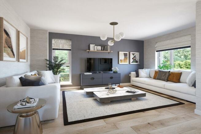 The living room provides space for 2 sofas