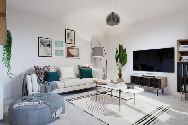 The spacious lounge is located at the front of the home