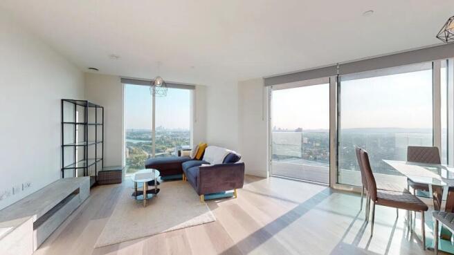 A bright and airy living room featuring a moder...