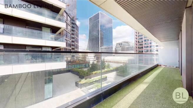 Spacious balcony with artificial grass flooring...