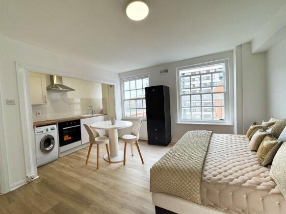Bright, modern studio with an open-plan kitchen...