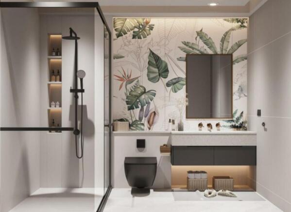 A beautifully designed large bathroom featuring...