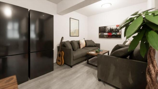 A spacious and stylish modern living room, perf...