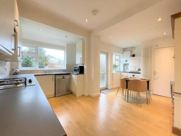 This modern kitchen features ample counter spac...