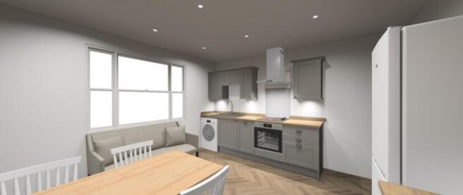 A modern kitchen featuring sleek cabinetry, a s...