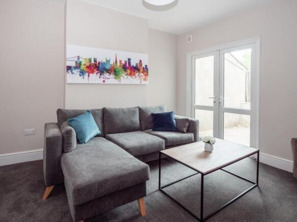 This inviting living room features a contempora...