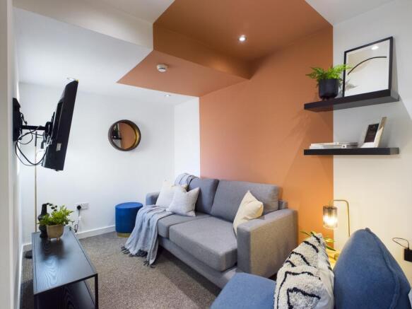 A stylish and inviting large modern living room...