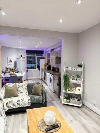 A modern and inviting living room with stylish ...