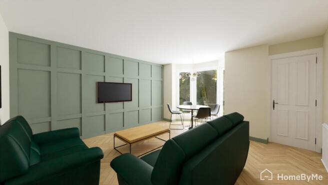 Modern and inviting living room featuring a sty...