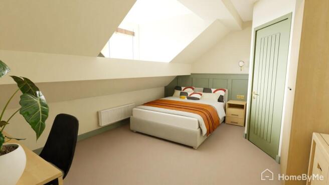 Bright and stylish bedroom with a comfortable d...