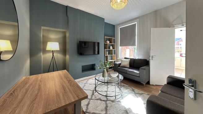 Bright and inviting living room featuring moder...