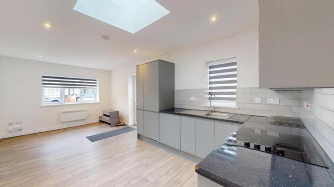 Bright modern open-plan kitchen and living area...