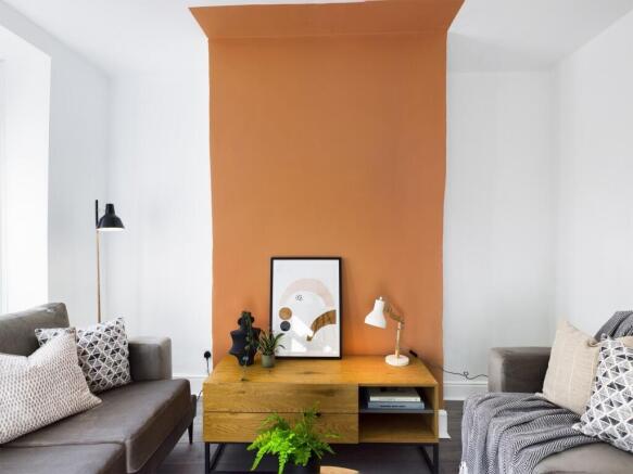 A spacious and stylish modern living room with ...