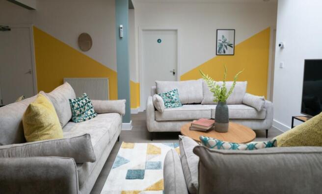 A spacious and stylish modern living room, perf...