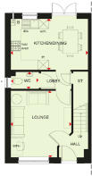 Ground floor plan of the Ellerton 3 bedroom home at Victoria Heights