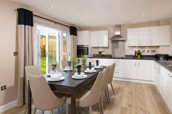 Internal image of the Kitchen/diner with French doors to garden in the Halton