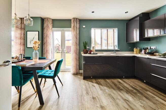 French doors provide light filled spaces and green views out to the garden