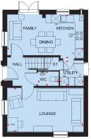 Ground floor plan of the Hadley 3 bedroom home at Fairfax Heath
