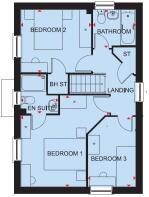 First floor plan of the Hadley 3 bedroom home at Fairfax Heath