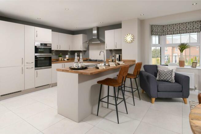 View of the Kitchen breakfast bar in the five bedroom Henley