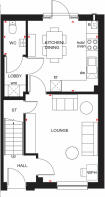 Ground floor plan of 3 bedroom Huntly house type