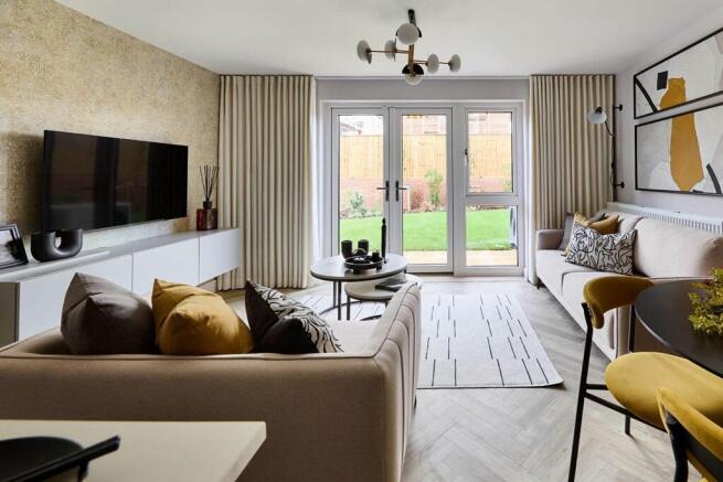Double doors lead out to the garden from the lounge