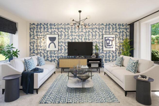 Open plan lounge with plenty of space for two sofas