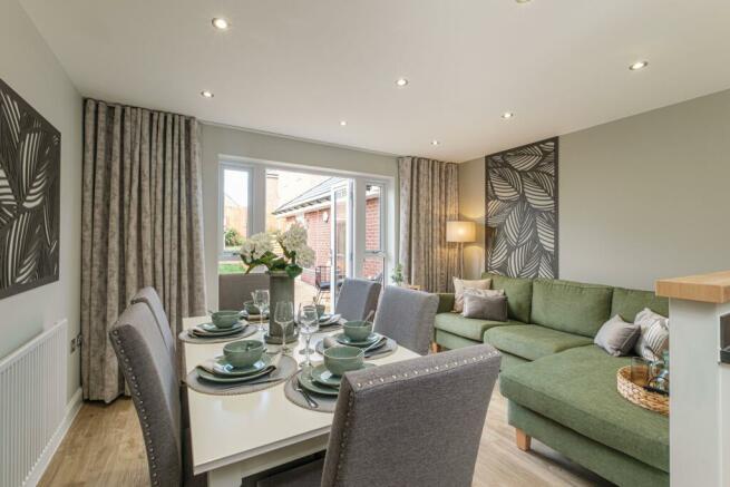 Interior view of the open plan kitchen & living space in our 4 bed Kingsville home