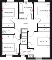 First floor plan of 4 bedroom Harris house type