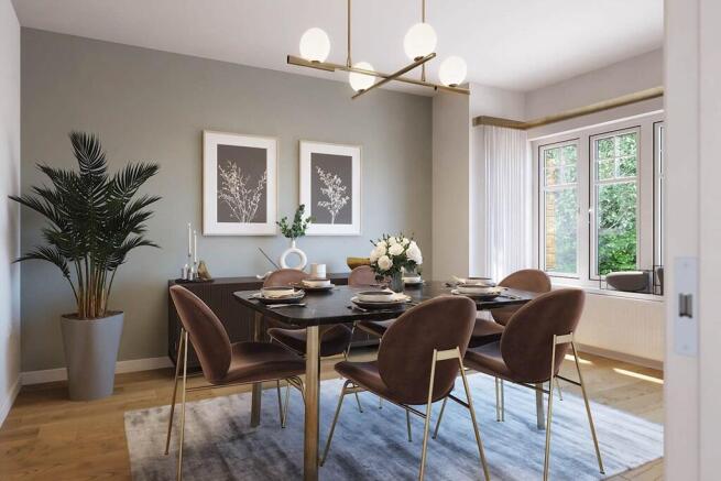 The dining room provides an inviting space to entertain family and friends