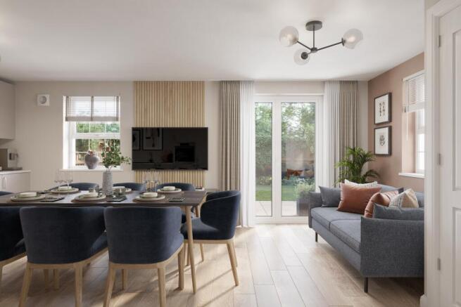 Internal CGI of the frieston open-plan kitchen/diner
