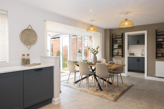 Internal shot of the open-plan dining/kitchen/family area in the holden