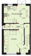 Ground floor plan of the Ellerton 3 bedroom home at Pen Bethan